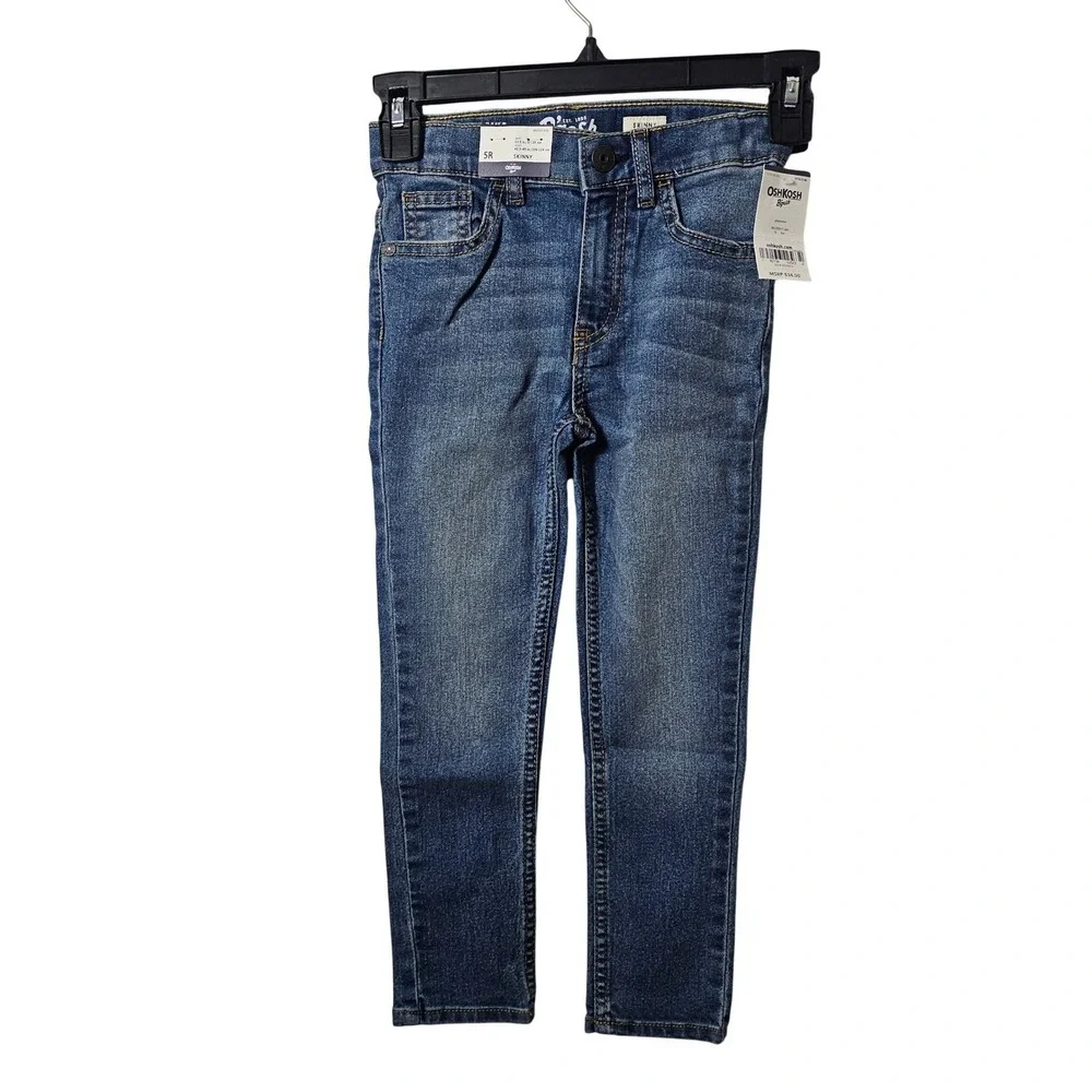 OshKosh Bgosh Blue Skinny Jeans Size 5R New With Tags Adjustable Waist Denim